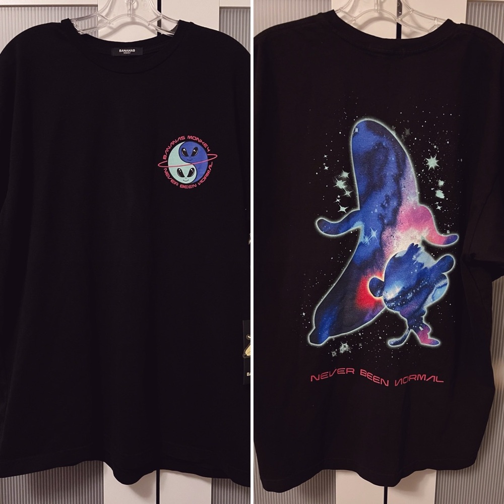 NWT Bananas Monkey Black Tshirt Printed Graphic Tee Size L Unisex